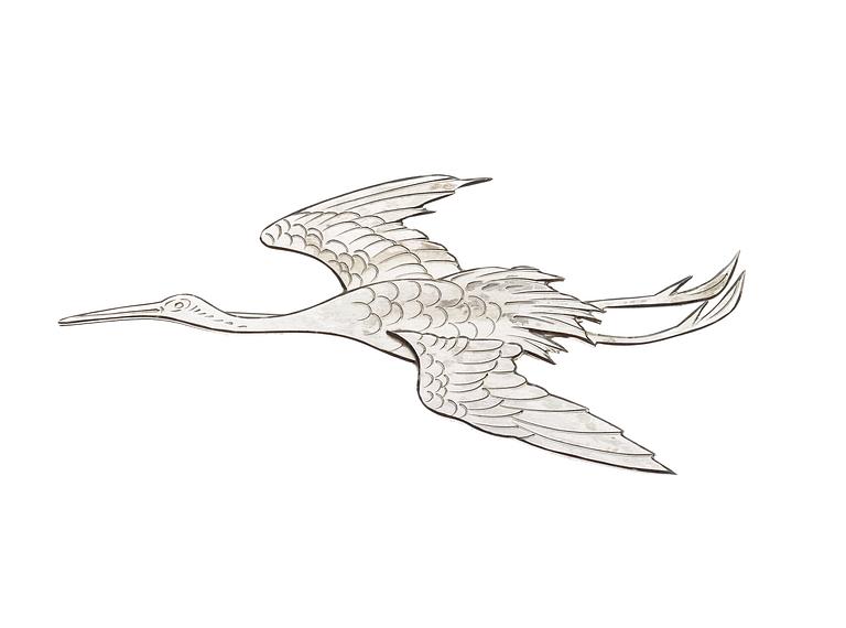 Wiwen Nilsson, A Wiwen Nilsson sterling brooch of a flying crane, Lund 1979.