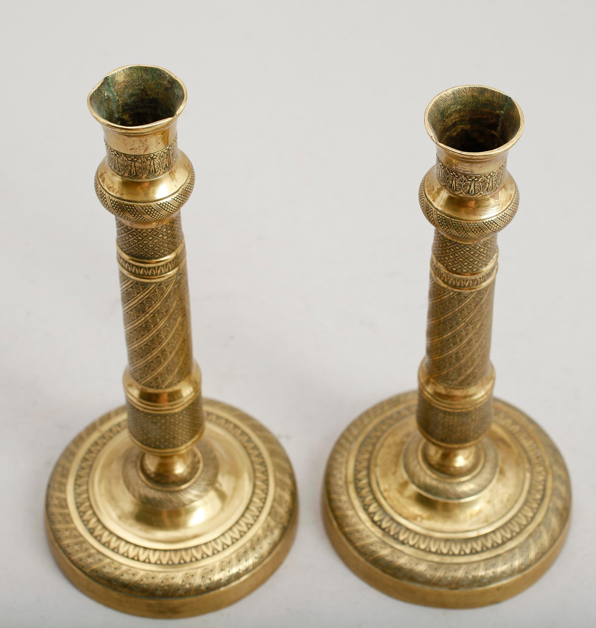 LJUSSTAKAR, 1 par, senempire, 1800-talets första hälft.