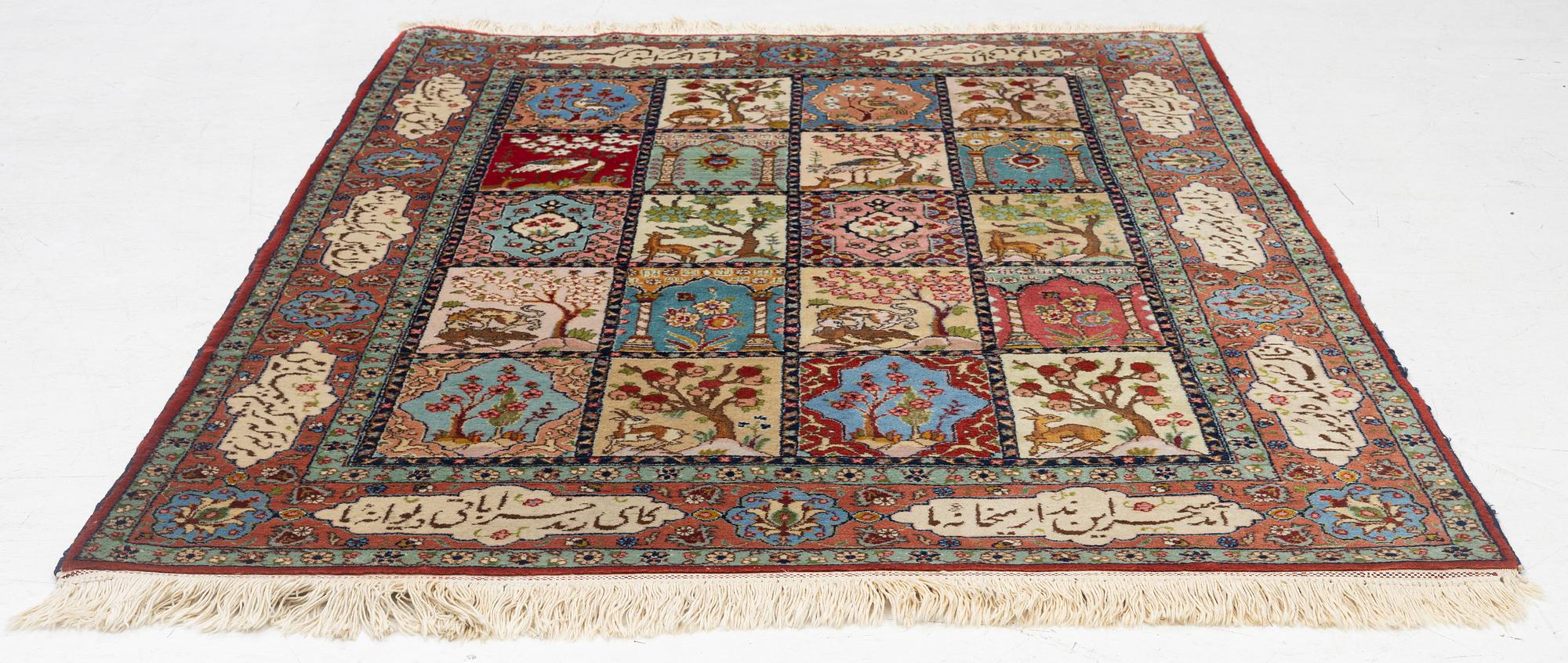 A figural Tabriz, c. 193 x 144 cm.