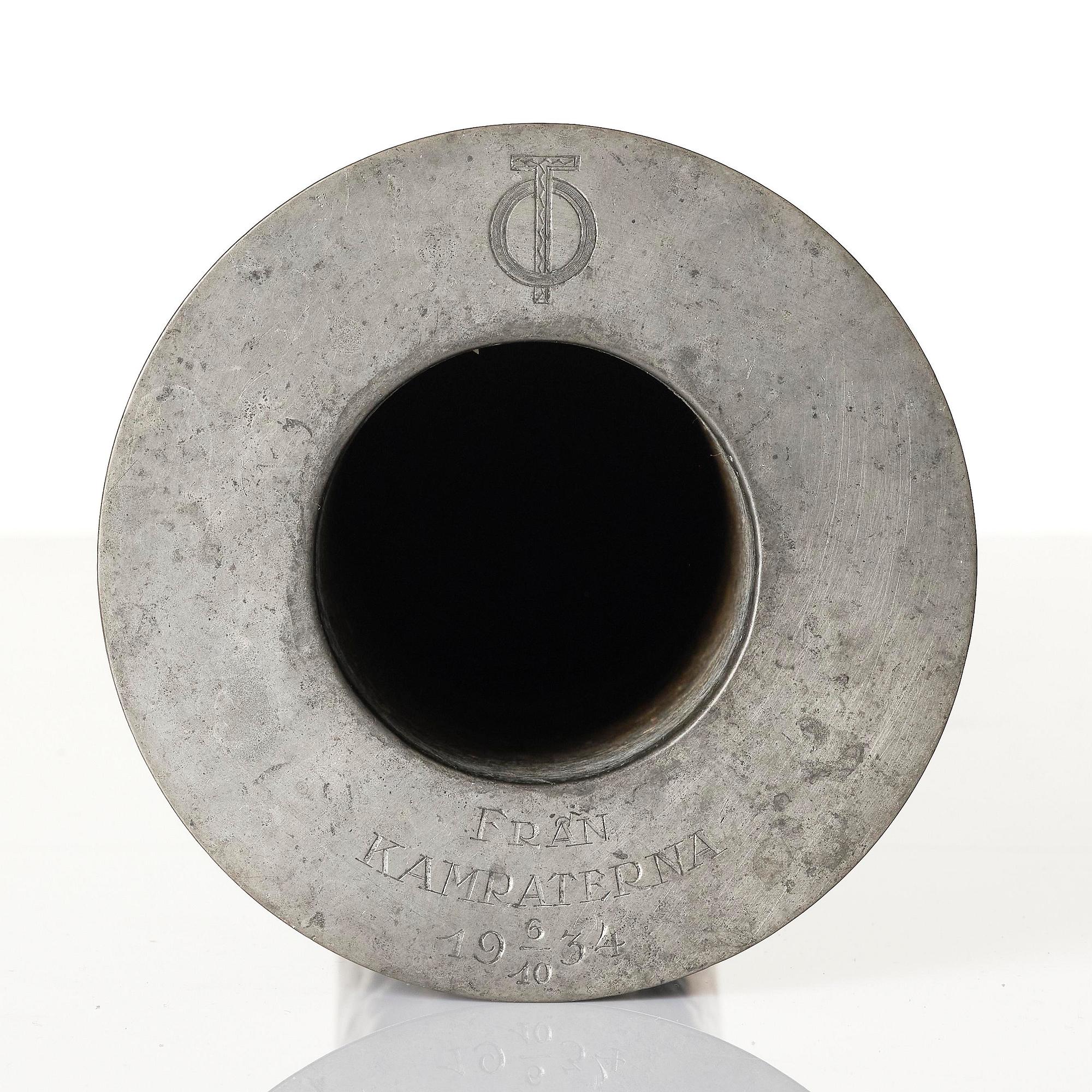 Wiwen Nilsson, a rare spherical modernist pewter vase, Ystad-Metall, Sweden, 1932.