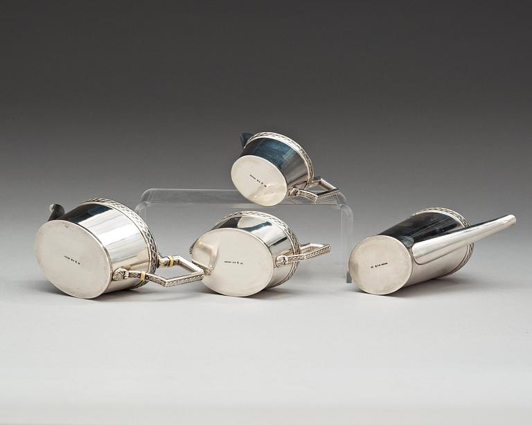 A W.A. Bolin 4 pcs tea service, Stockholm 1918.