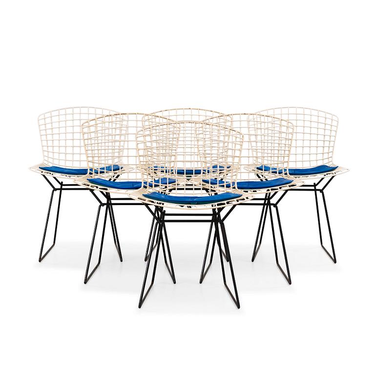 Harry Bertoia, a set of six white lacquered 'Side chairs', Knoll, 1950's-60's.