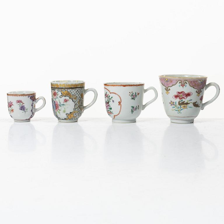 A group of 12 famille rose cups, Qing dynasty, Qianlong (1736-95).