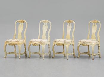 A set of four rococo chairs attributed to J. E. Höglander (master  in Stockholm 1777-1813).