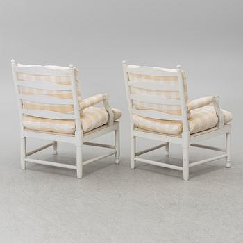 Armchairs a pair, Gustavian style, so-called Gripsholm chairs, 20th century.