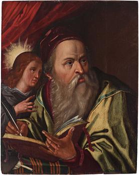 Flemish/Hispanic School, early 17th Century, Saint Matthew and the Angel.