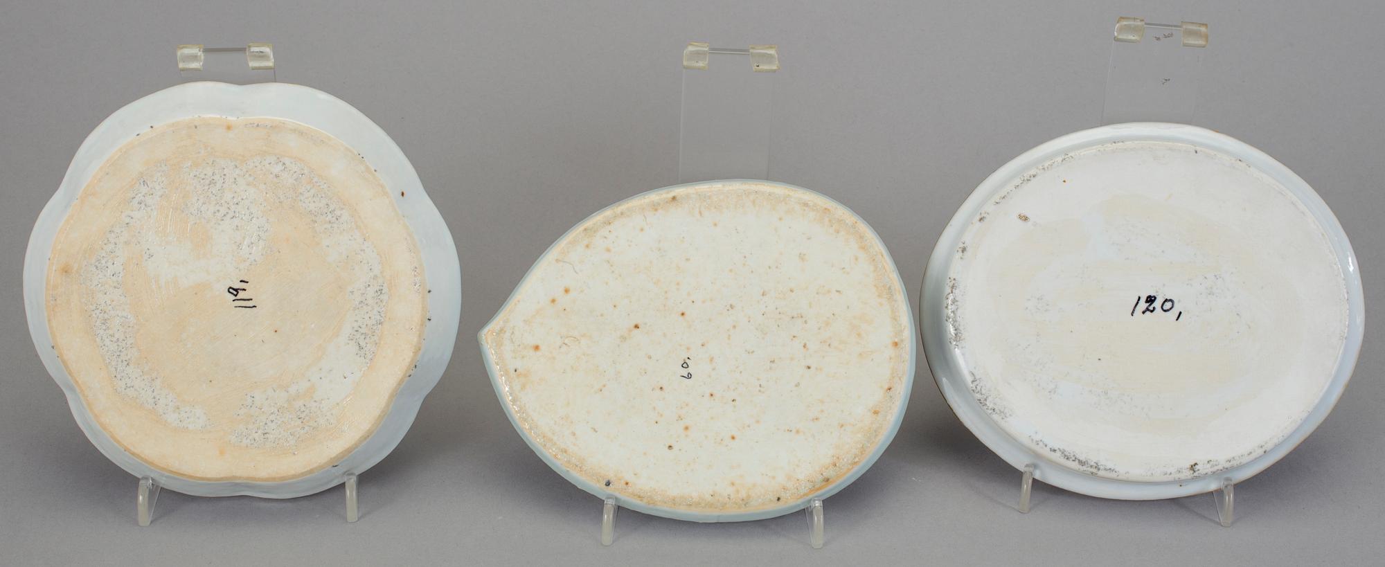 UNDERLÄGG, 3 st, porslin, Kina, 1700-och 1800-tal.