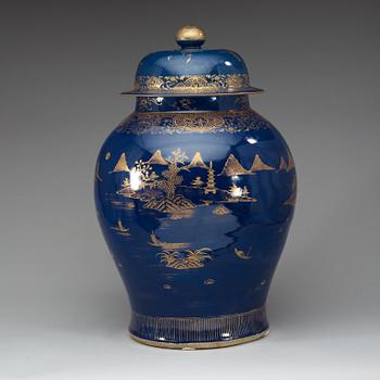 A large powder blue jar with cover, Qing dynasty, Qianlong (1736-95).