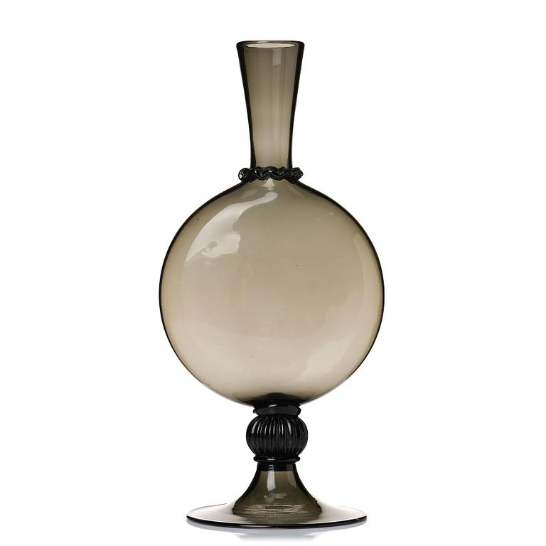 Vittorio Zecchin, a smoke coloured "Soffiato" glass vase, model 1464, Venini, Murano, Italy 1920's.