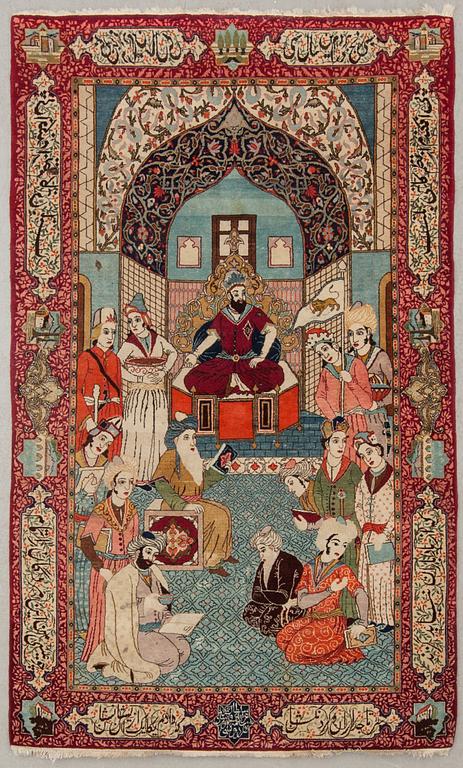 MATTA, semiantik, Kirman Yezd, figural, signerad. Ca 214 x 129 cm.