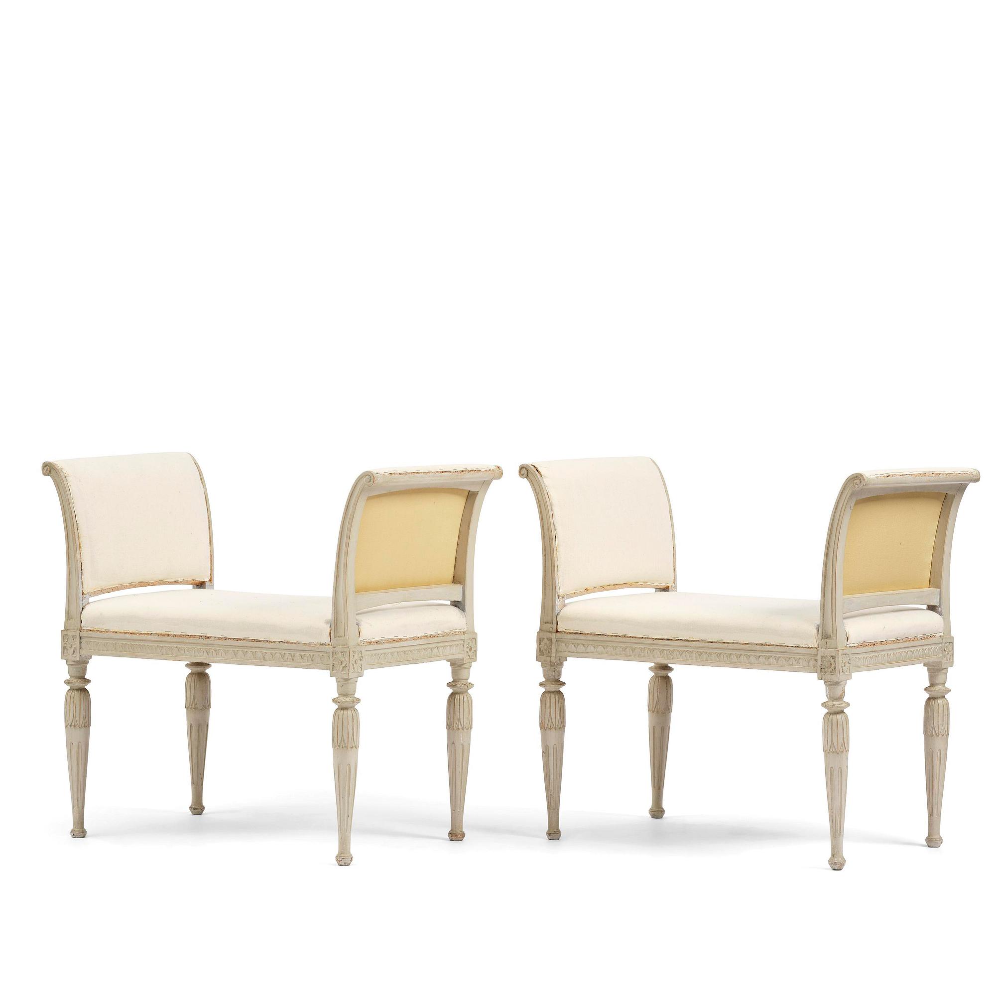 A pair of late Gustavian stools by C. J. Wadström (master in Stockholm 1788-1816).