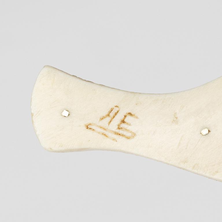 Anton Enarsson, a Sami reindeer horn knife, Arjeplog, signed AE.