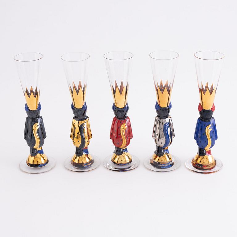 Gunnar Cyrén, snapsglas, 12 st, "Djävulsglas", "Nobel", Orrefors.