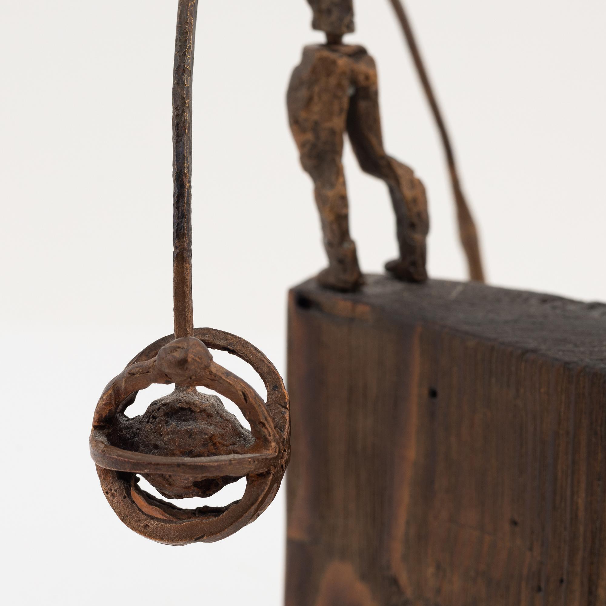 Puck Stocklassa, sculpture, bronze and pine, signed Puck.