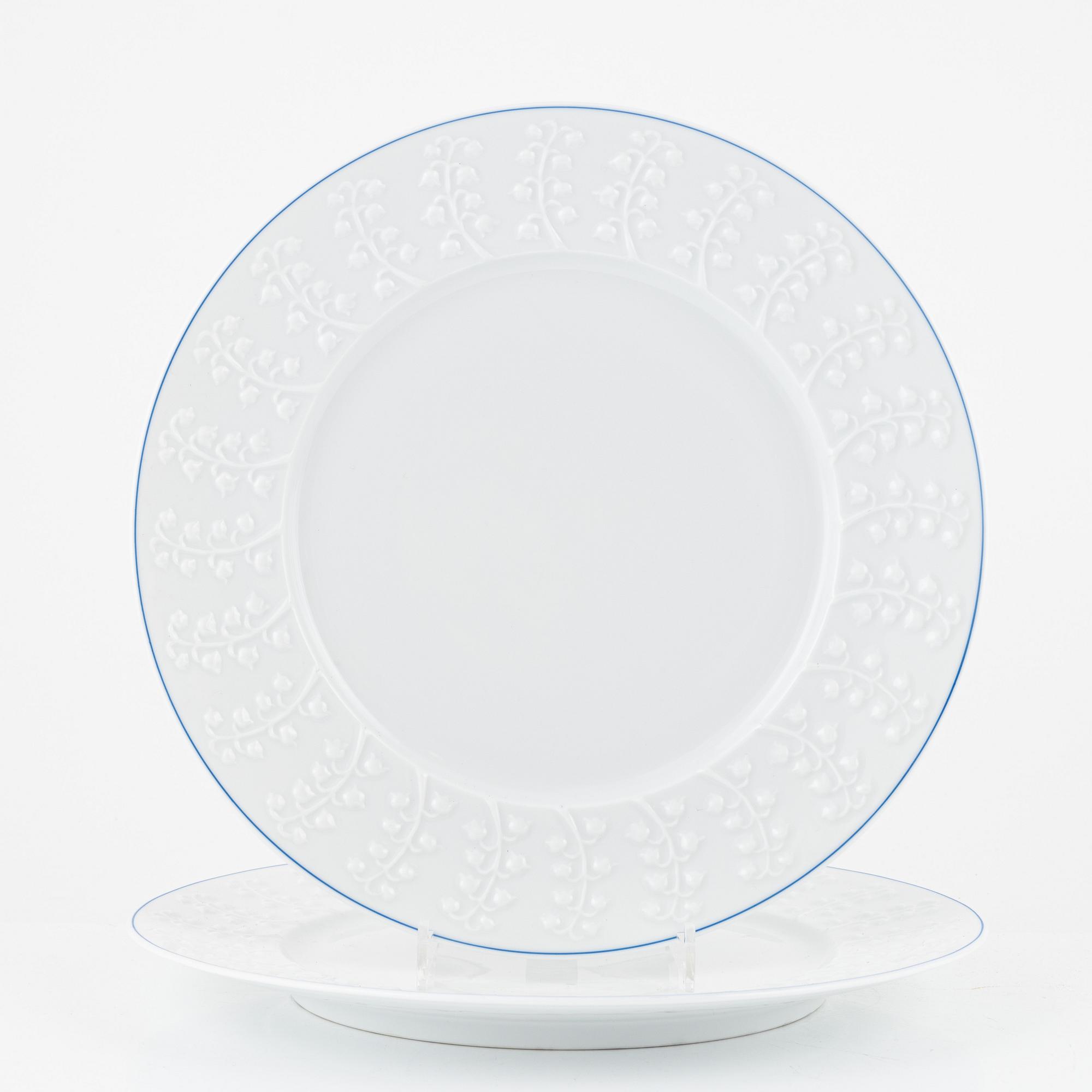 Tallrikar, 12 st, porslin, "Muguet", Lalique för Limoges, Frankrike.