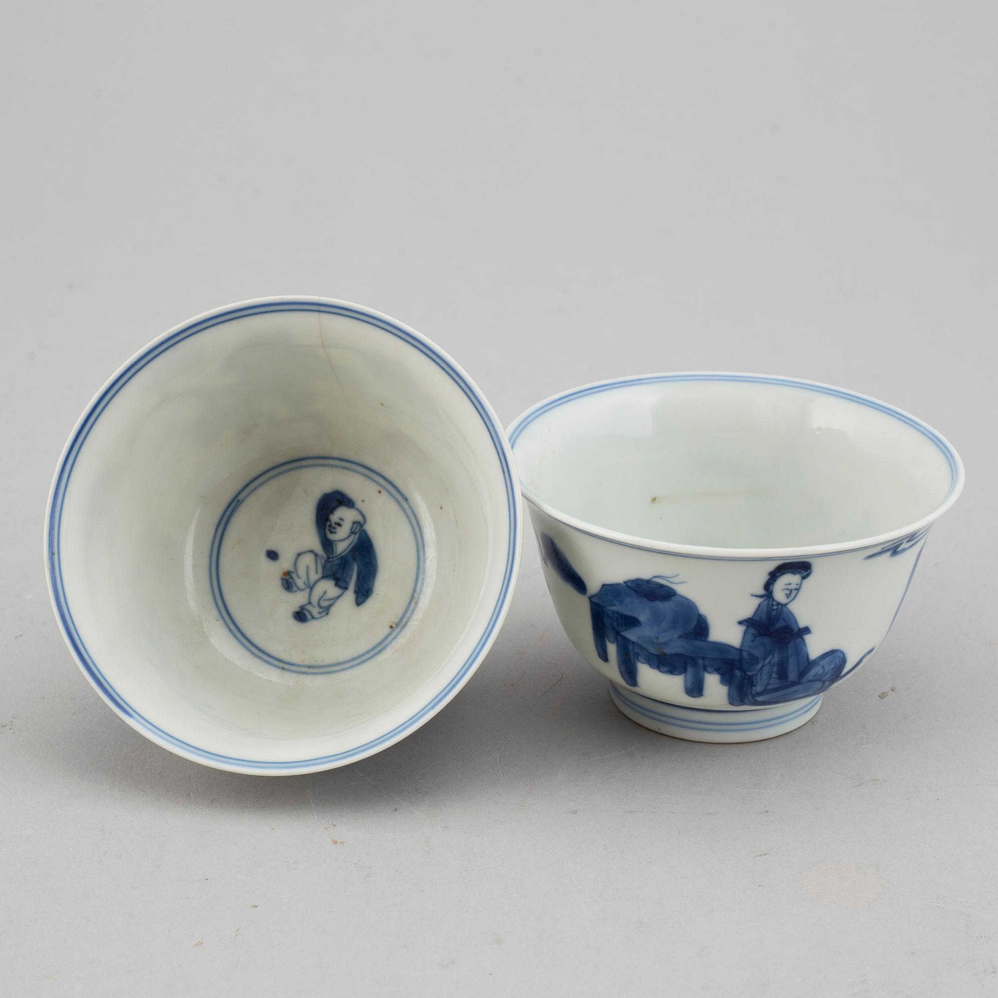 A group of blue and white porcelain, Qing dynasty, Kangxi (1662-1722).