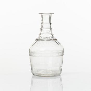 Karaff med 5 seltersglas, glas, Sverige ca 1850.