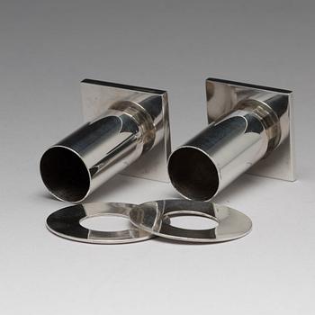Wiwen Nilsson, a silver set with a pair of candlesticks and a cigarette case, Lund Sweden 1927-38.