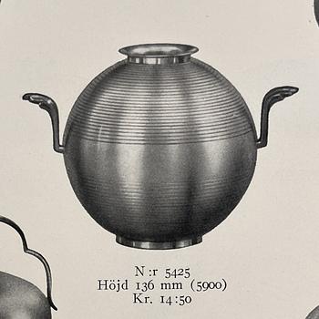 Sylvia Stave, vase with handles, model 5425, C.G. Hallberg, Stockholm, 1933.