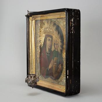 A Russian 19th century silver-gilt Icon, unidentified makers mark, St. Petersburg 1840's.