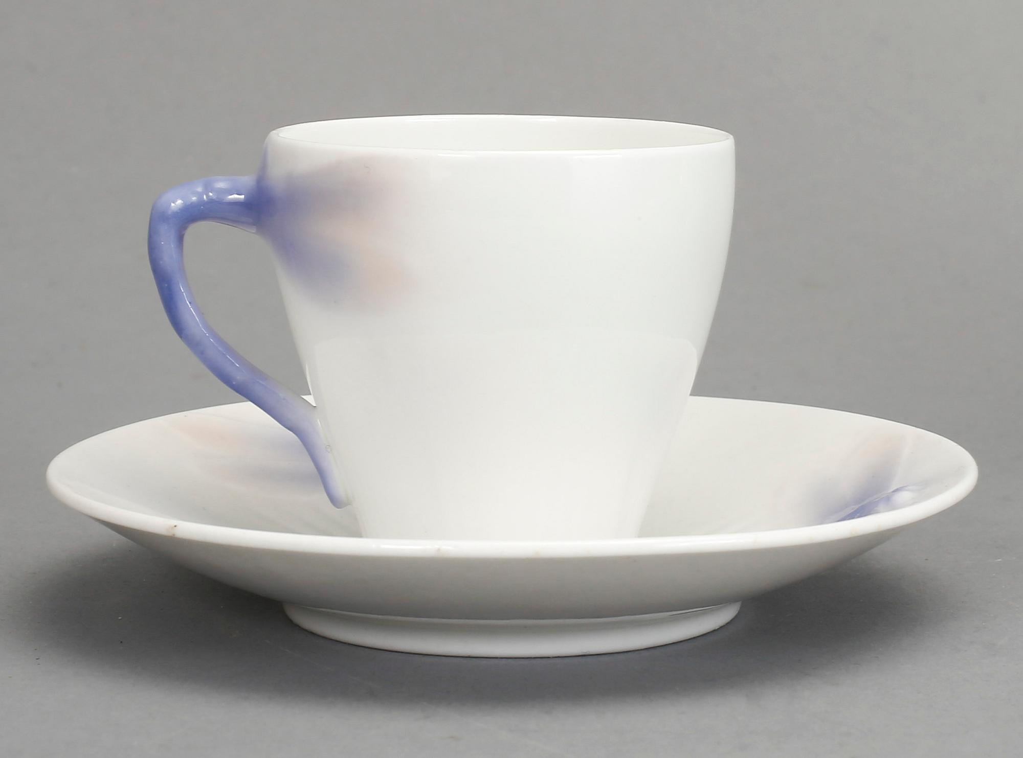 KAFFESERVIS, 13 delar, porslin, "Trollslända", Alf Wallander, Rörstrand, jugend, tidigt 1900-tal.
