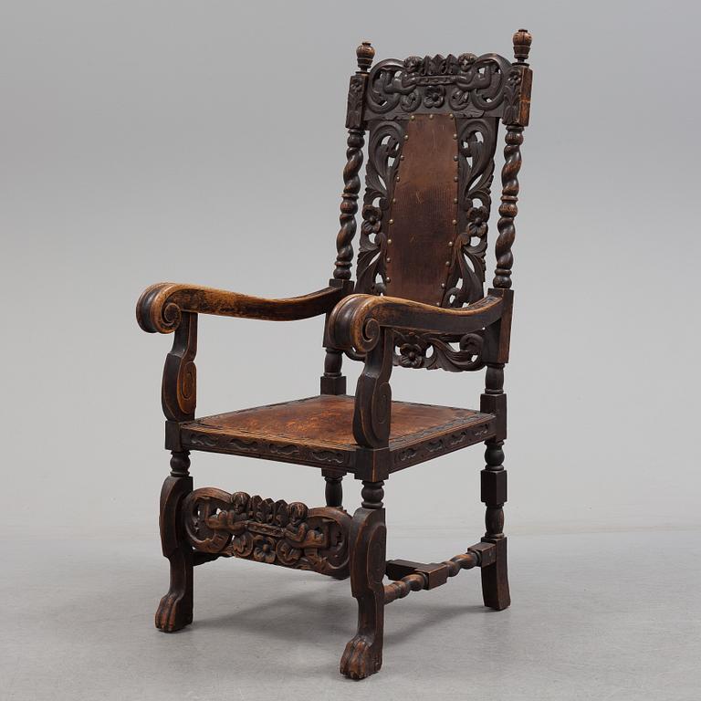 A 19th century baroque style armchair.