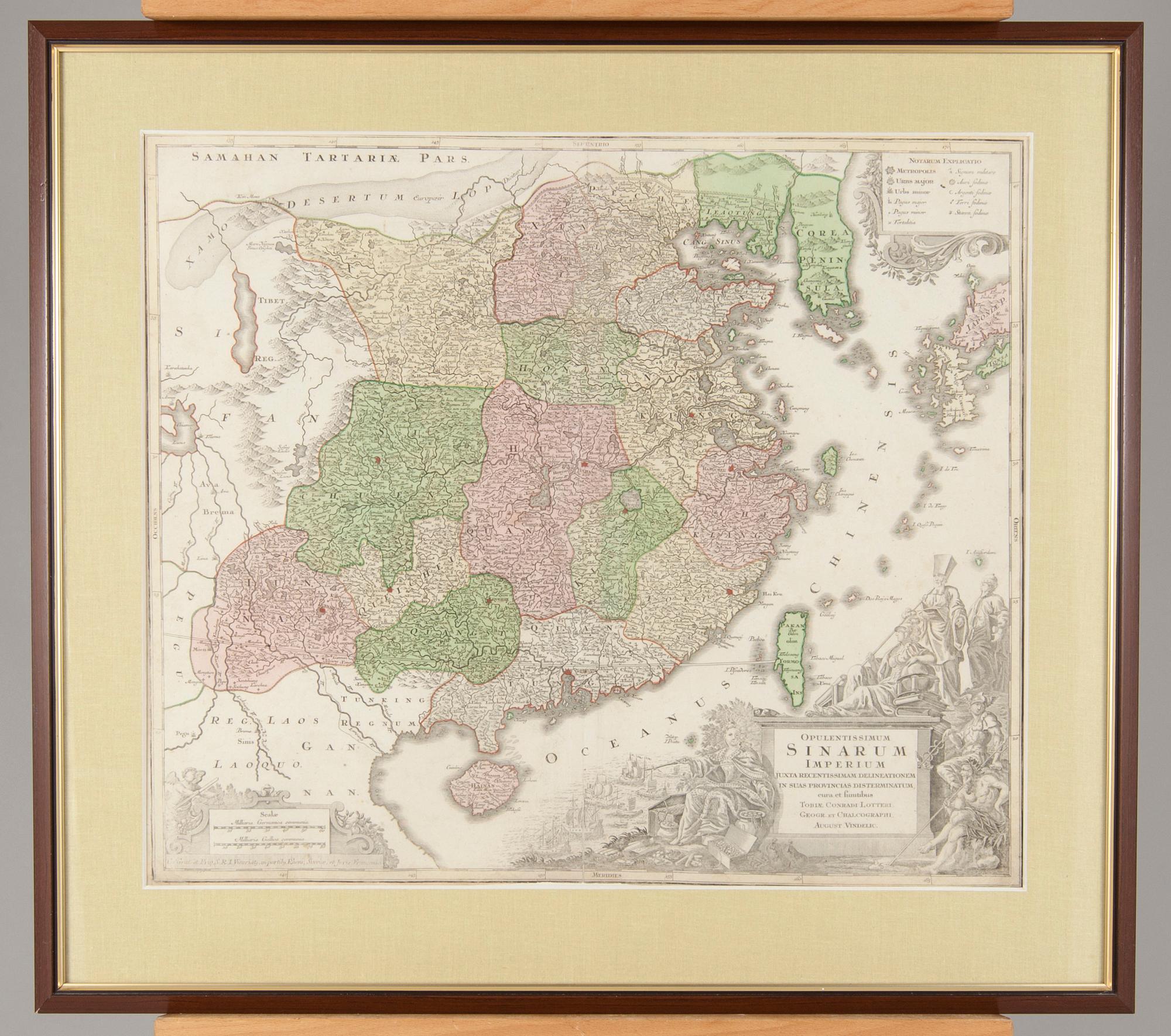 KARTA, Kina, Opulentissimum Sinarum Imperium Tobias Lotter, ca 1760.