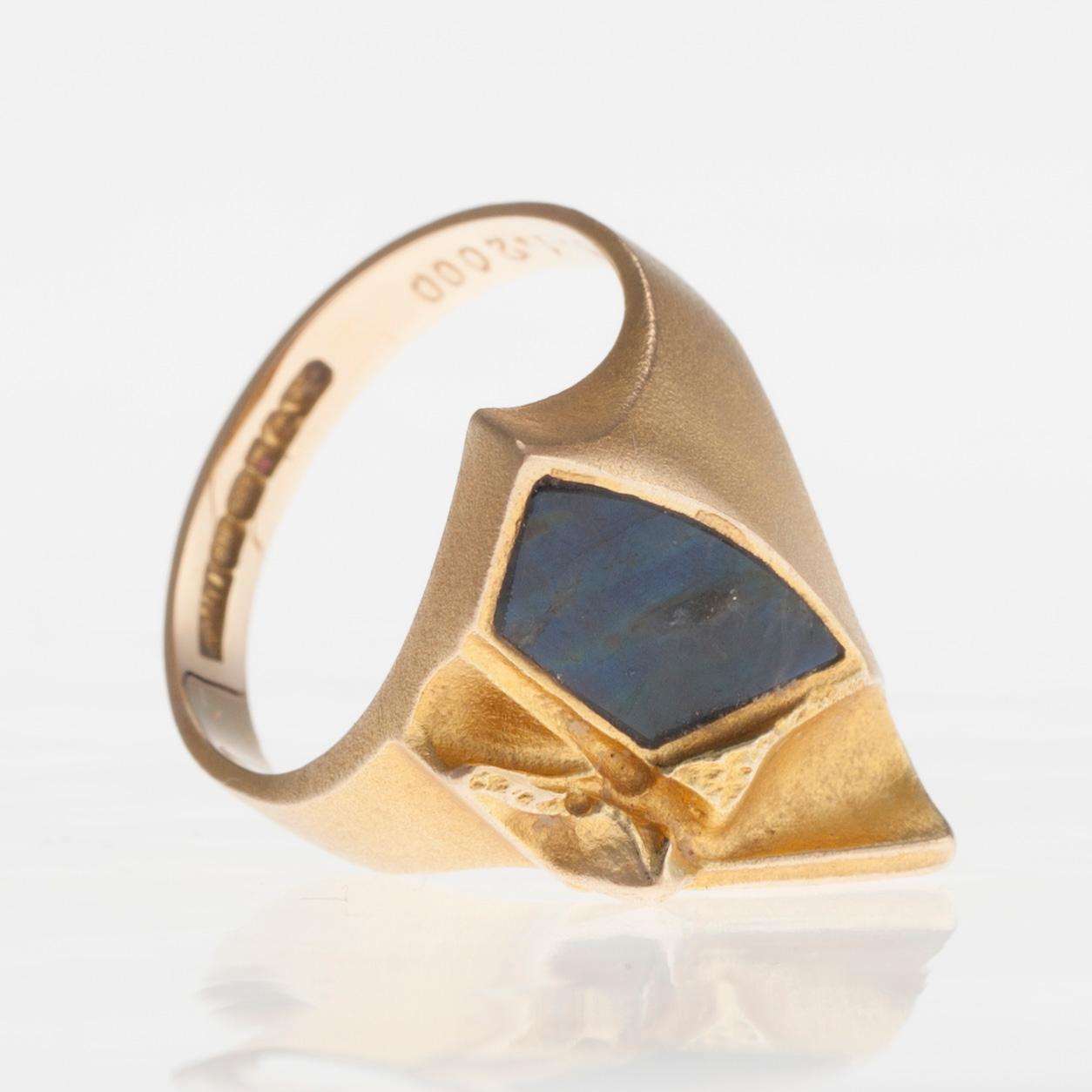 RING, 14K guld, spektrolit, "Randa" Björn Weckström, Lapponia 1998.