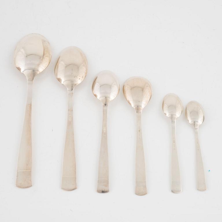 Jacob Ängman, besticksservis, 130 delar. silver "Rosenholm", Stockholm, 1946-1967.