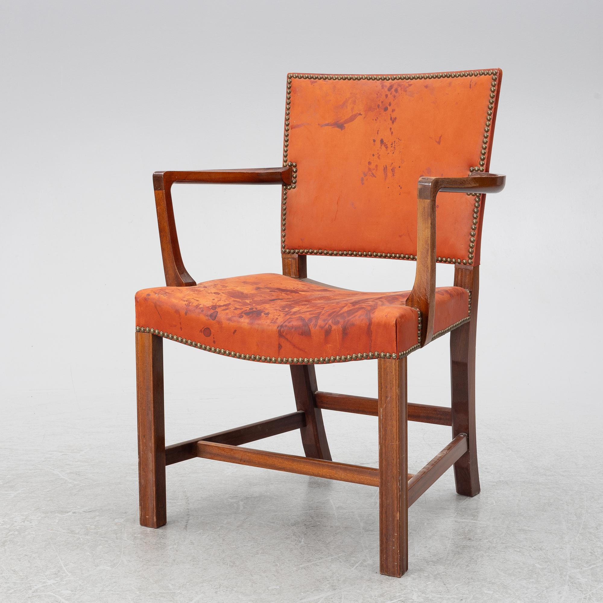 Kaare Klint, karmstol, modell 3758A, "The Red Chair", Rud. Rasmussen, Danmark, 1900-talets mitt.