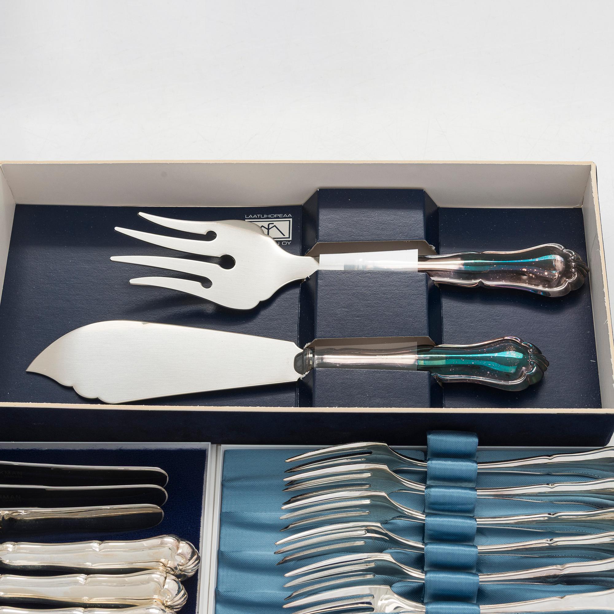 A 48-piece silver cutlery set, "Chippendale", finnish hallmarks.