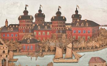 OKÄND KONSTNÄR, korktavla, 1800-tal, sign.