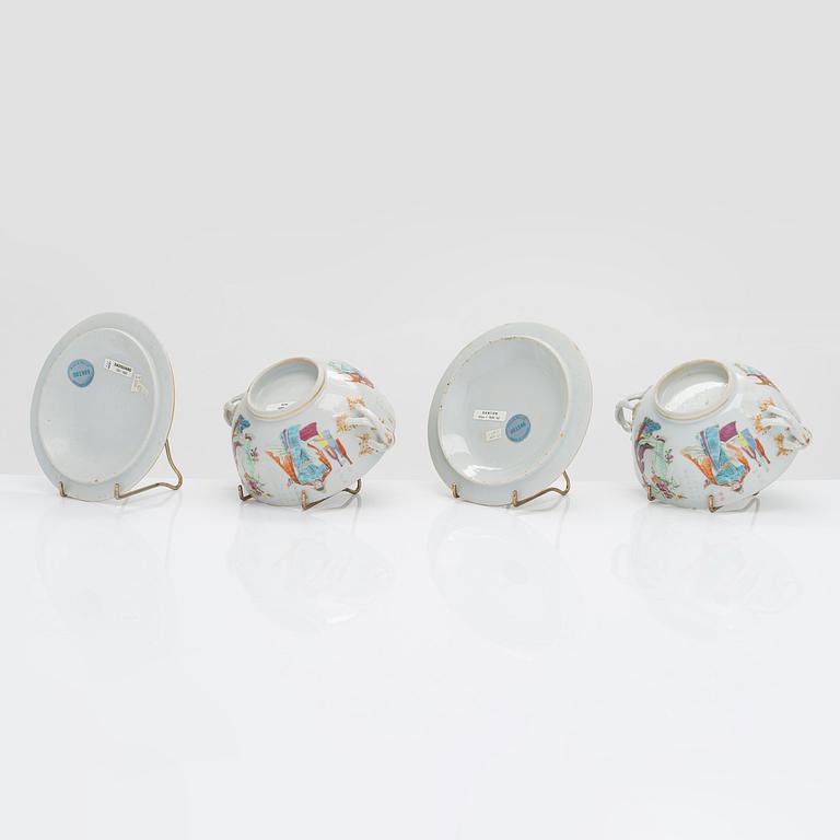 Kannellisia maljoja, 2 kpl, posliinia, Kanton, 1800-luku.