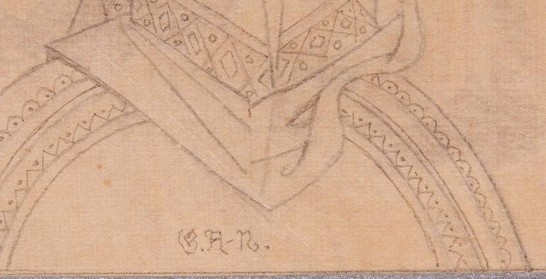 GÖSTA ADRIAN-NILSSON, blyertsteckning. Sign.