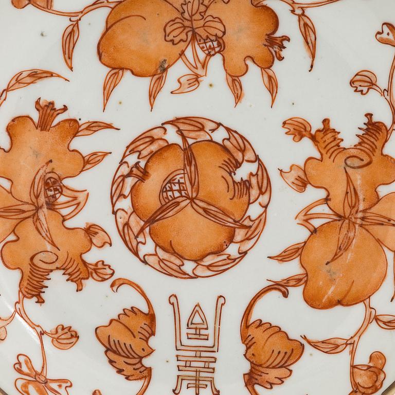 Five late Qing dynasty porcelain plates, early 20th century.