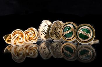 MANCHETTKNAPPAR, 2+2+2. 18k guld resp. silver.