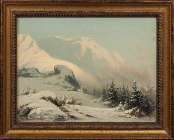 OKÄND KONSTNÄR, olja på pannå, monogramsignerad och daterad 81(1881).