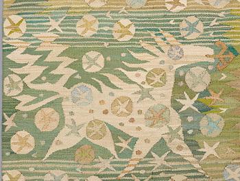 Barbro Nilsson, VÄVD TAPET, "Åar - Sakta rinnande vatten", gobelängvariant, ca 243 x 108 cm, signerad AB MMF BN.