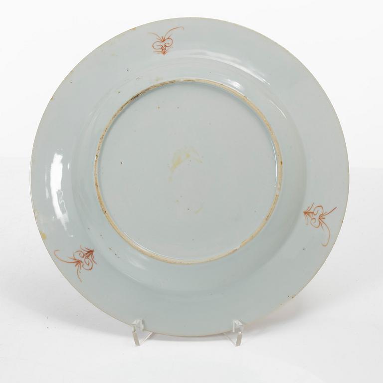 Tallrikar, 7 st,  Kina, Qingdynastin, Qianlong (1736-95).
