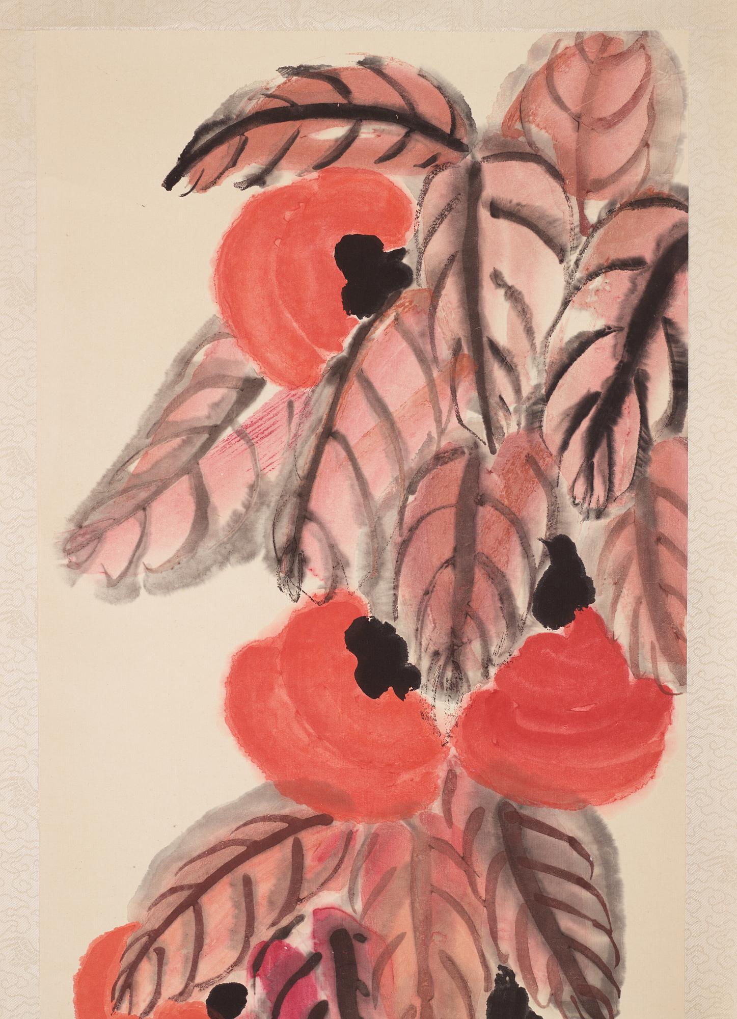 Qi Baishi, a woodblock print after, Persimmon fruits, later part of the 20th century.