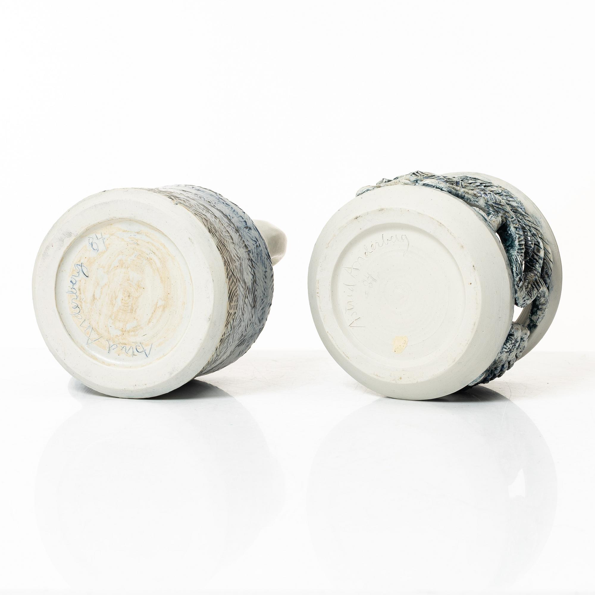 Astrid Anderberg, Tekanna med rechaud, stengods, signerat, 1984.