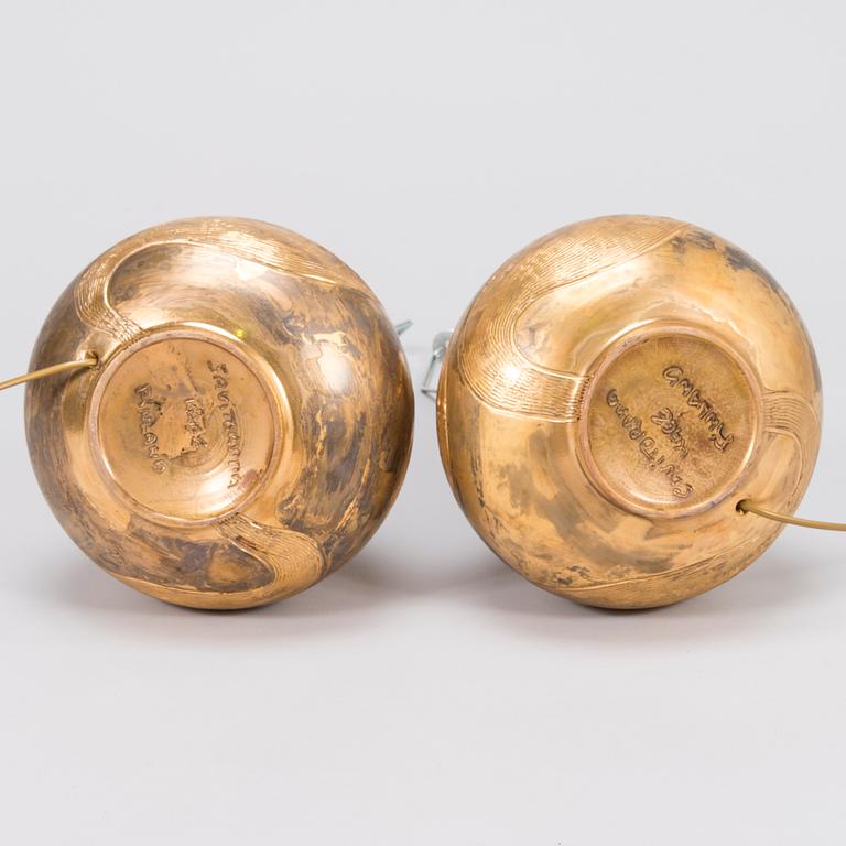 A pair of ceramic tablelamps by Kauko Forsvik, signed 'KAGE', Finland.