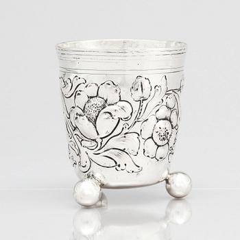 Bägare, silver, Regensburg, tidigt 1700-tal, okänd mästarstämpel AS. Barock.