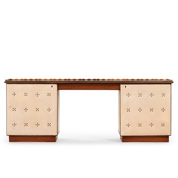 312. Otto Schulz, a Swedish Modern mahogany and artificial leather sideboard, Boet, Gothenburg 1930-40's.