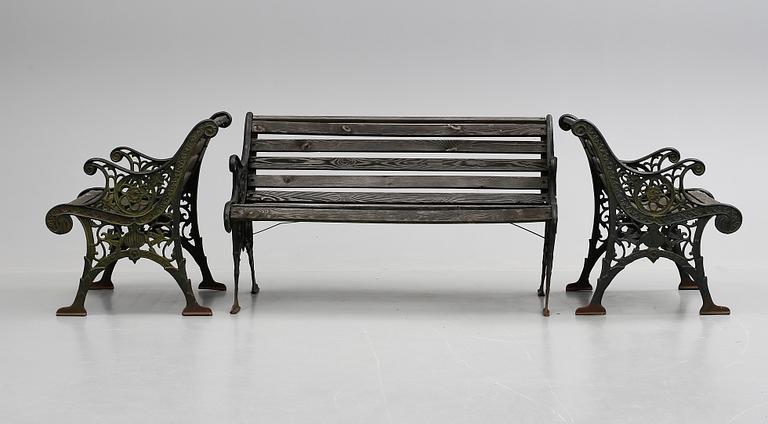 TRÄDGÅRDSMÖBLER, 4 st, gjutjärn, 1900-tal.