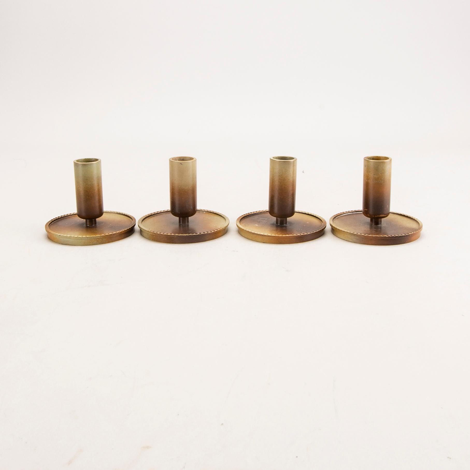 Carl Einar Borgström, candlesticks 4 pcs, Ystad Bronze.