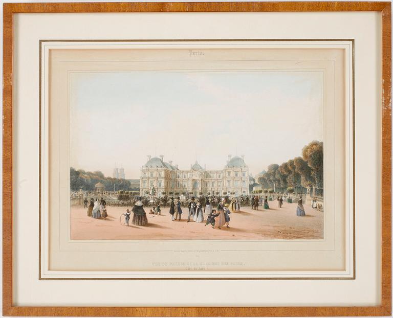 PARTI LITOGRAFIER, 5 st. Kolorerade. Bl a efter A Schützercrantz, 1800/1900-tal.
