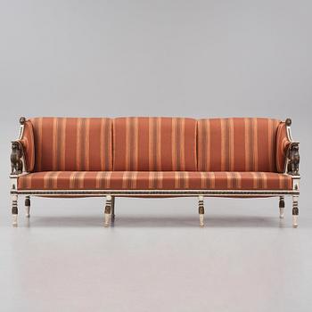 A late Gustavian sofa in the manner of E. Ståhl, late 18th century.