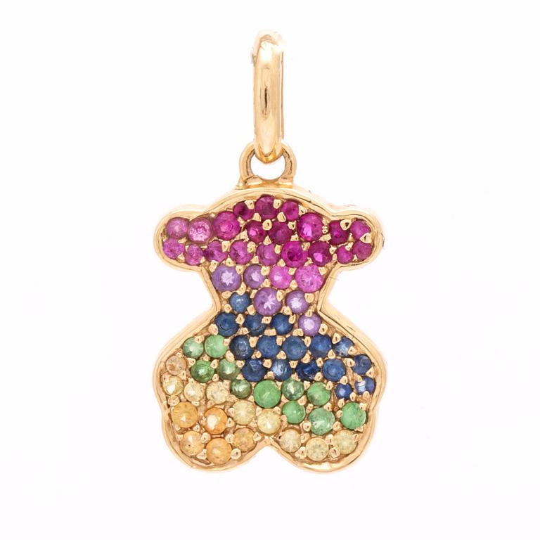 Tous hänge "Luah Bear" 18K med olikfärgade safirer, ca 2 x 1,5 cm, originaletui.