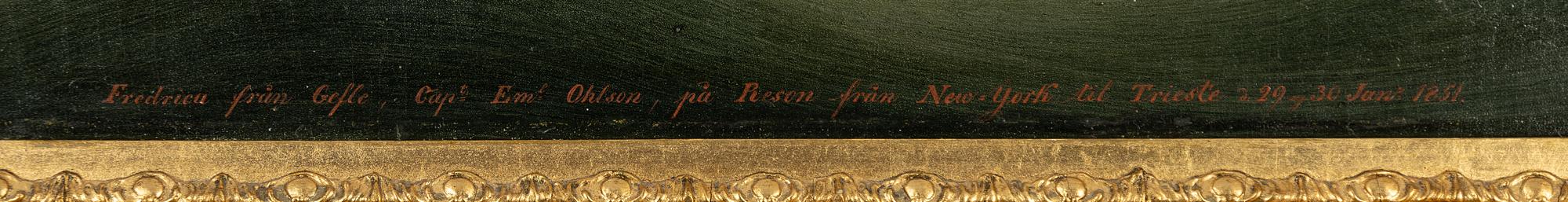 Broder Heinrich Hansen, Fredrica from Gefle on the journey from New York to Trieste.